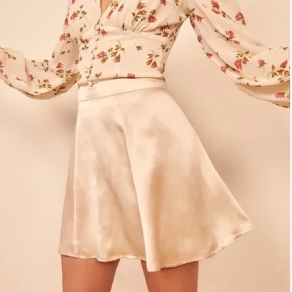REFORMATION SILK MINI SKIRT